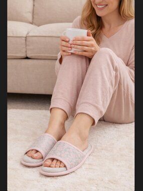 Dearfoams Cloud Step Slippers Women’s XL 11-12 Slide Chalk Pink Washable Comfort